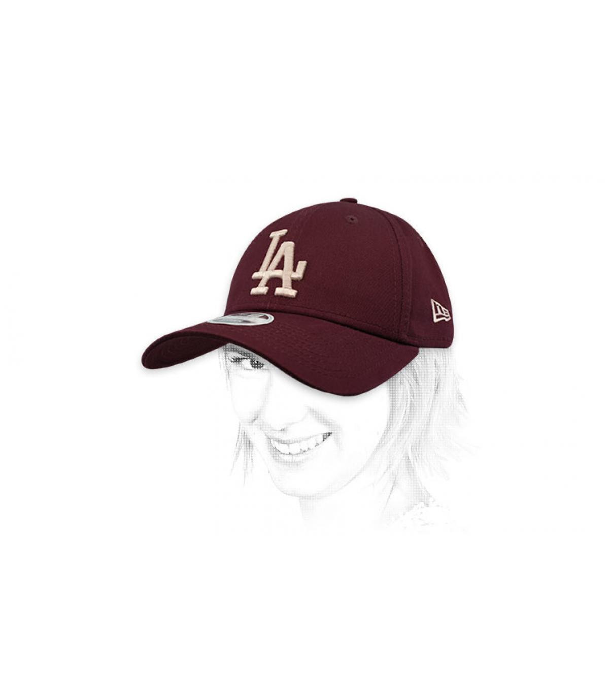 women LA burgundy cap Wmns Leagues Ess La maroon New Era Headict